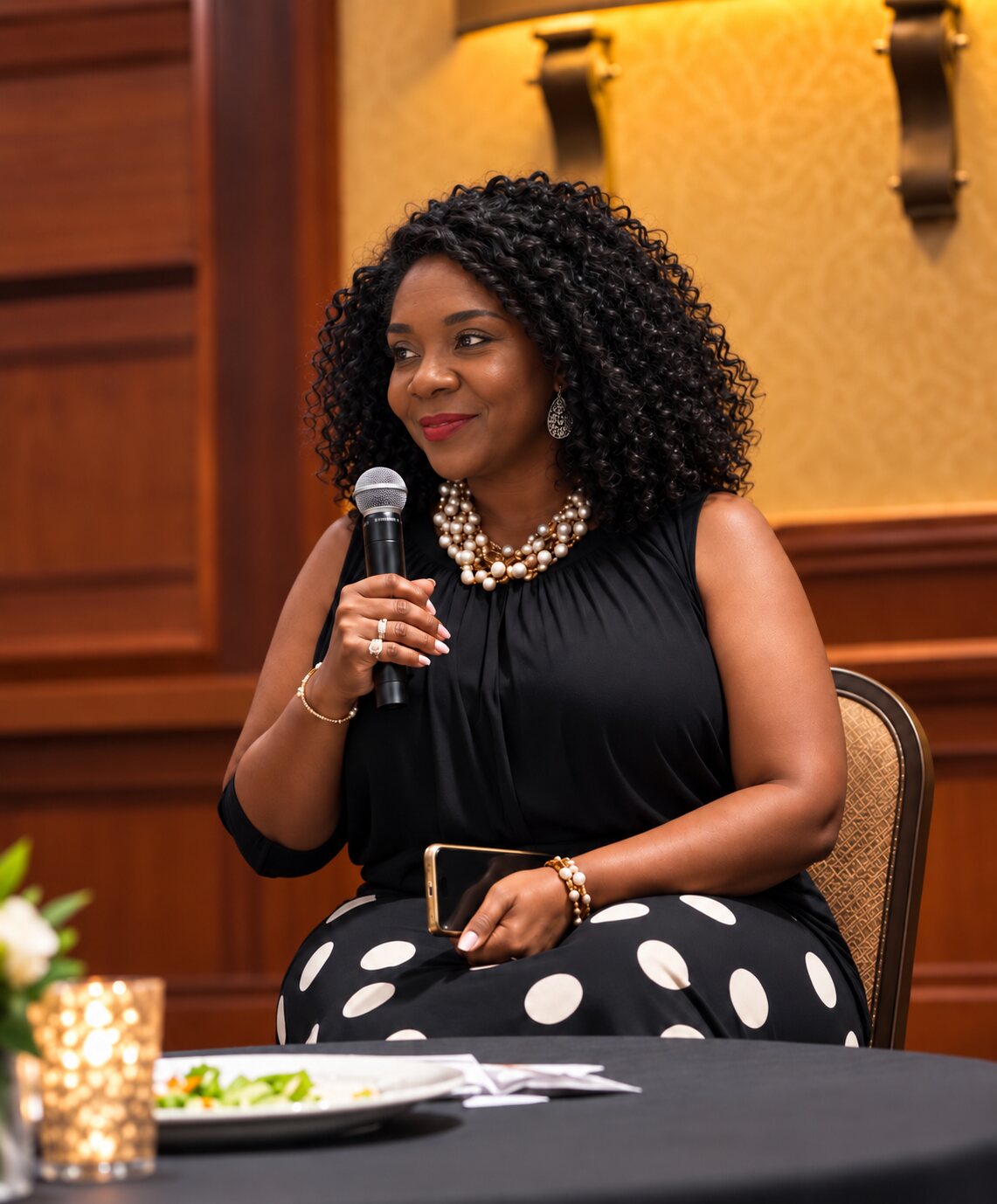 Clara Matonhodze, founder and principal consultant of The MCS Agency, smiling as she speaks into a microphone at an event