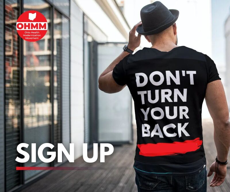 A social post showing a man in a T-shirt that reads Don’t turn your back, with the words Sign up